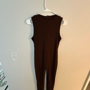 Naked Wardrobe Sleeveless Brown Jumpsuit